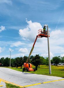 exterior pole light install